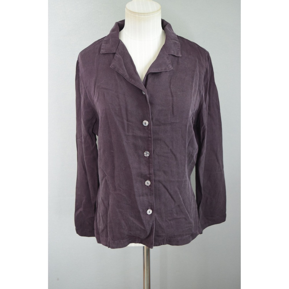 Bryn Walker Jacket S Purple Tencel Button Front Back Tab Women Lagenlook Blazer